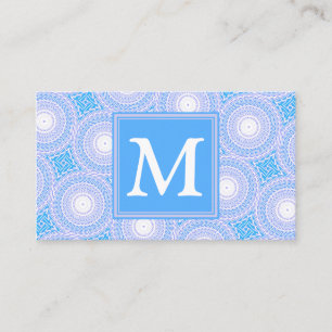 Monogram Electric blue circles pattern Business Card