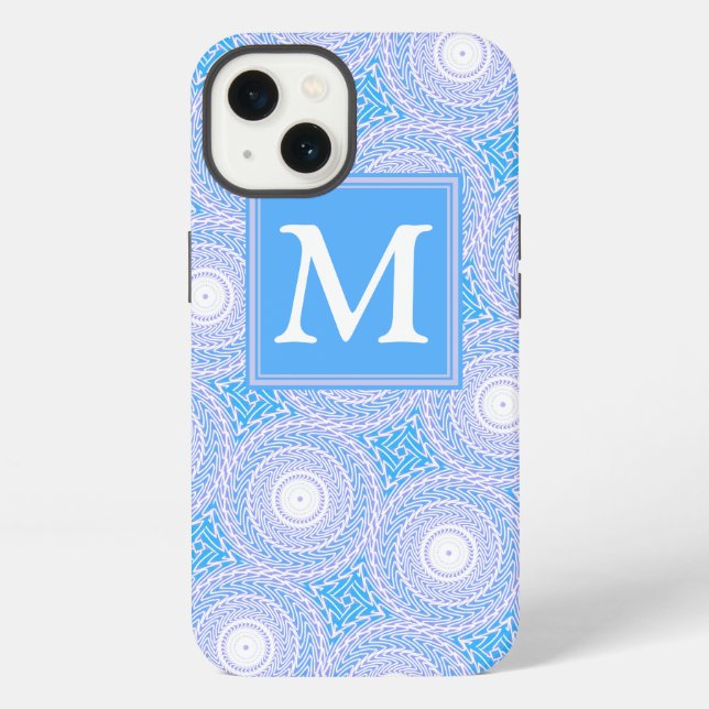 Monogram Electric blue circles pattern Case-Mate i iPhone Case (Back)