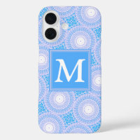 Monogram Electric blue circles pattern