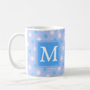Monogram Electric blue circles pattern Coffee Mug