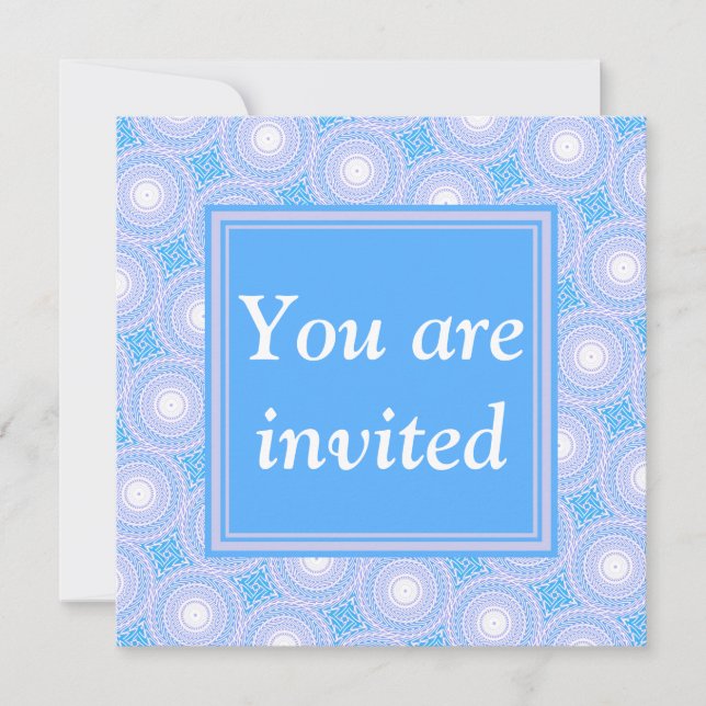 Monogram Electric blue circles pattern Invitation (Front)