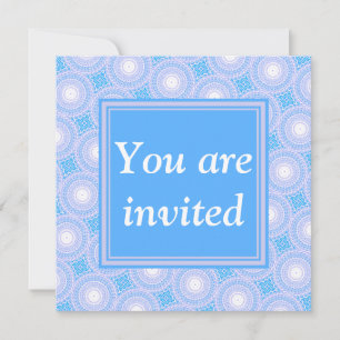Monogram Electric blue circles pattern Invitation