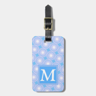 Monogram Electric blue circles pattern Luggage Tag