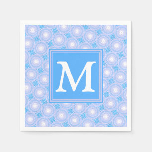 Monogram Electric blue circles pattern Napkin