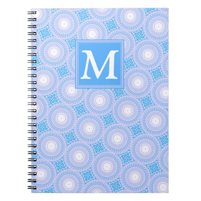 Monogram Electric blue circles pattern Notebook (Front)