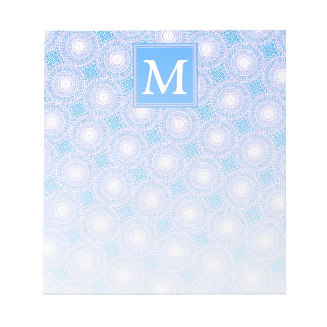 Monogram Electric blue circles pattern Notepad (Front)