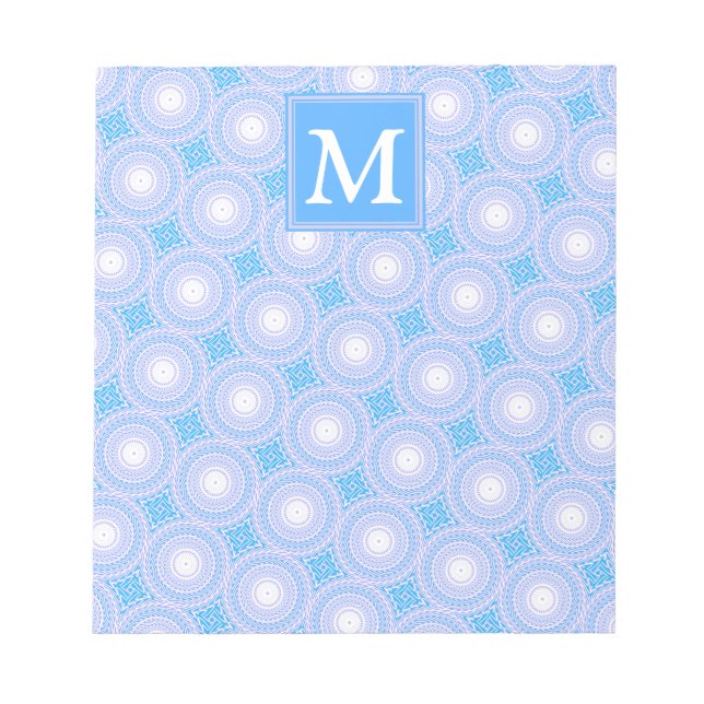Monogram Electric blue circles pattern Notepad (Front)