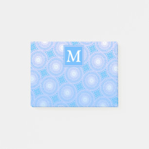 Monogram Electric blue circles pattern Post-it Notes