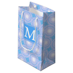Monogram Electric blue circles pattern Small Gift Bag