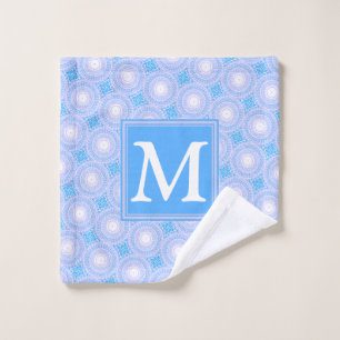 Monogram Electric blue circles pattern Wash Cloth