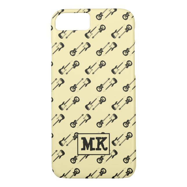 Monogram Electric Guitars Music Brown & Beige Case-Mate iPhone Case (Back)