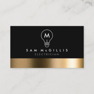 Monogram Electrician Bold Black Gold Business Card