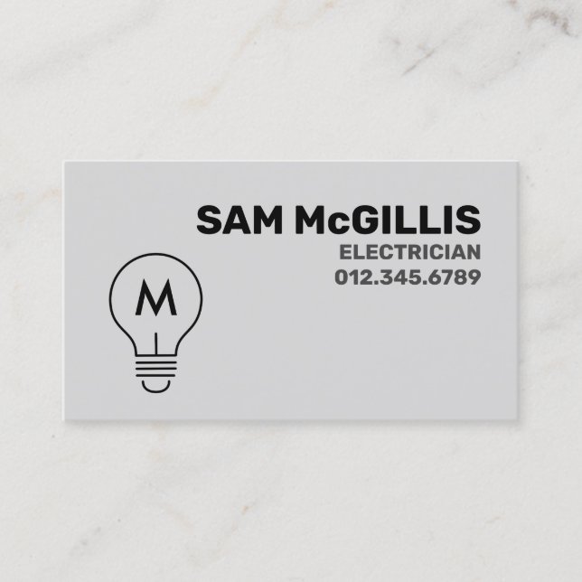 Monogram Electrician Electrical Contractor  Business Card (Front)
