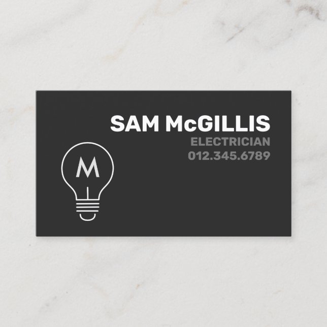 Monogram Electrician Electrical Contractor Business Card (Front)