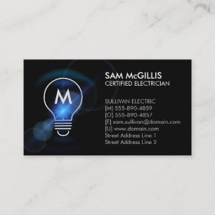 Monogram Electrician Electrical Contractor Business Card