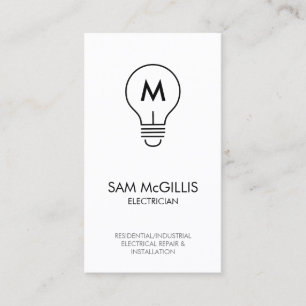 Monogram Electrician Electrical Contractor Business Card