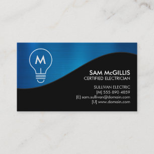 Monogram Electrician Electrical Contractor Business Card