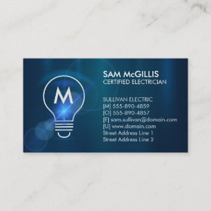 Monogram Electrician Electrical Contractor Business Card