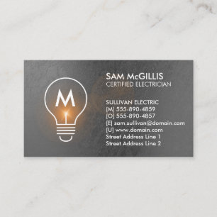 Monogram Electrician Electrical Contractor Business Card