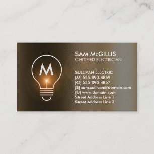 Monogram Electrician Electrical Contractor Business Card