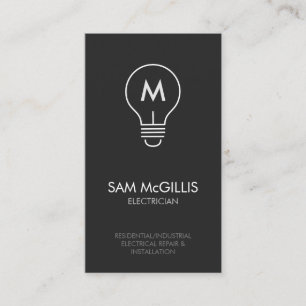 Monogram Electrician Electrical Contractor Business Card