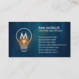 Monogram Electrician Electrical Contractor Business Card