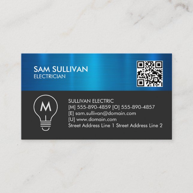 Monogram Electrician Electrical Contractor Business Card (Front)