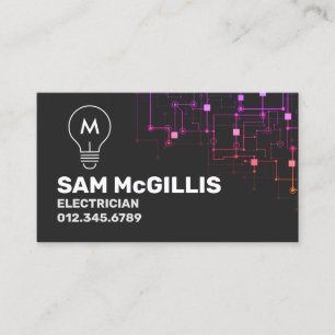 Monogram Electrician Electrical Contractor Business Card