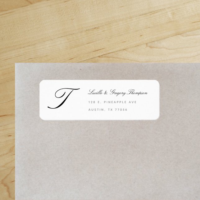 Monogram Elegance Custom Family Return Address ("Everyday is abundantly beautiful." 
Sincerely Best Wishes from Lucky Design World)