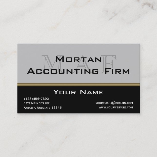 Monogram Elegance in Black Grey Gold Business Card (Front)