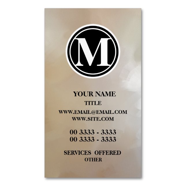 Monogram Elegant and Abstract Background Magnetic Business Card (Front Vertical)