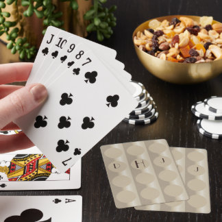 Monogram Elegant Beige Circles Playing Cards