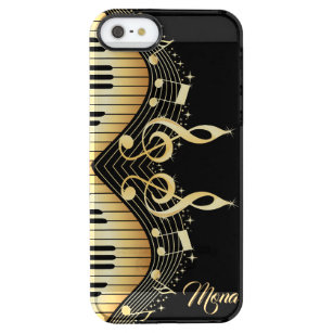Monogram Elegant Black And Gold Music Notes Design Clear iPhone SE/5/5s Case