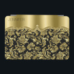 Monogram Elegant Black And Gold Vintage Damasks iPad Mini Cover<br><div class="desc">Elegant black and gold vintage ornate floral damasks pattern. Available on other products. Customisable monogram.</div>