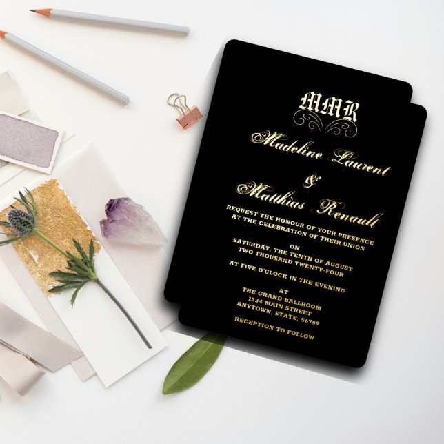 Monogram Elegant Black and Gold Wedding  (Creator Uploaded)