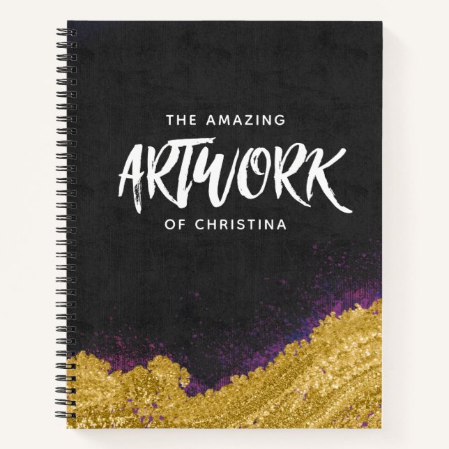 Monogram Elegant Black Artist Sketchbook Notebook (Front)