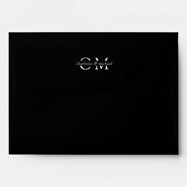Monogram Elegant Black Envelope (Back (Top Flap))