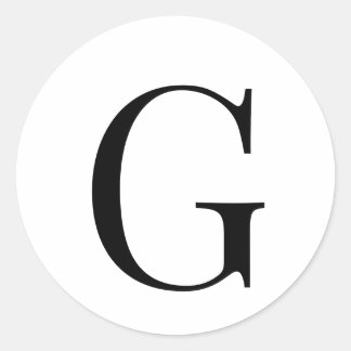 Monogram Elegant Black on White  Classic Round Sticker