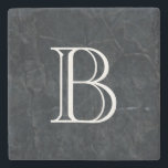 Monogram Elegant Black Stone Texture Coaster<br><div class="desc">An elegant looking black marbled stone texture. Cuts,  scrapes,  scarring and random marks give it depth and personality. Personalise with your initial / monogram in a bold white font.</div>