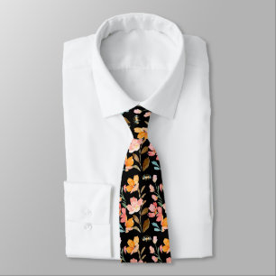 Monogram Elegant Black Watercolor Tie