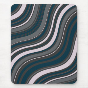 Monogram Elegant Blue & Grey Striped Mouse Mat