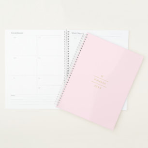 Monogram Elegant Blush Pink Gold Classy Chic Big Planner