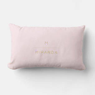 Monogram Elegant Blush Pink Gold Classy Chic Lumbar Cushion