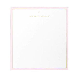 Monogram Elegant Blush Pink Gold Classy Small Notepad