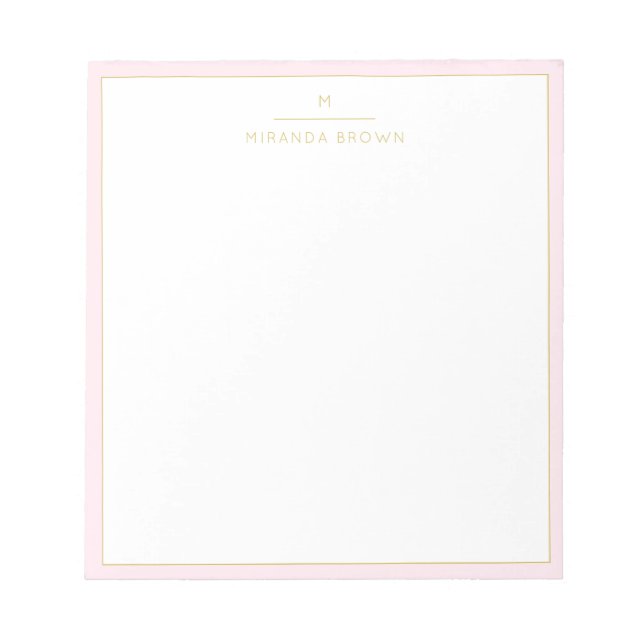 Monogram Elegant Blush Pink Gold Classy Small Notepad (Front)