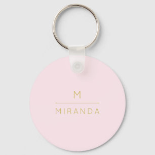 Monogram Elegant Blush Pink Gold Minimalist Classy Key Ring