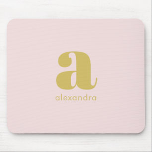 Monogram Elegant Blush Pink Gold Minimalist Classy Mouse Mat