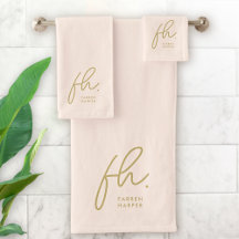 Monogram Elegant Blush Pink Gold Script Stylish