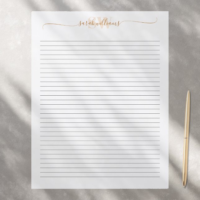 Monogram Elegant Chic Script Name Stationery Paper (Creator Uploaded)