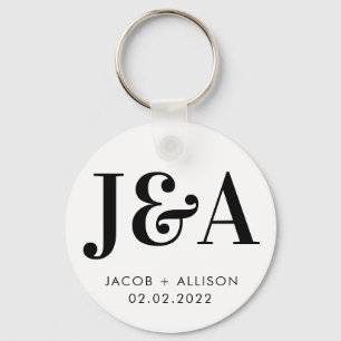 monogram elegant chocolate wedding favour classic  key ring